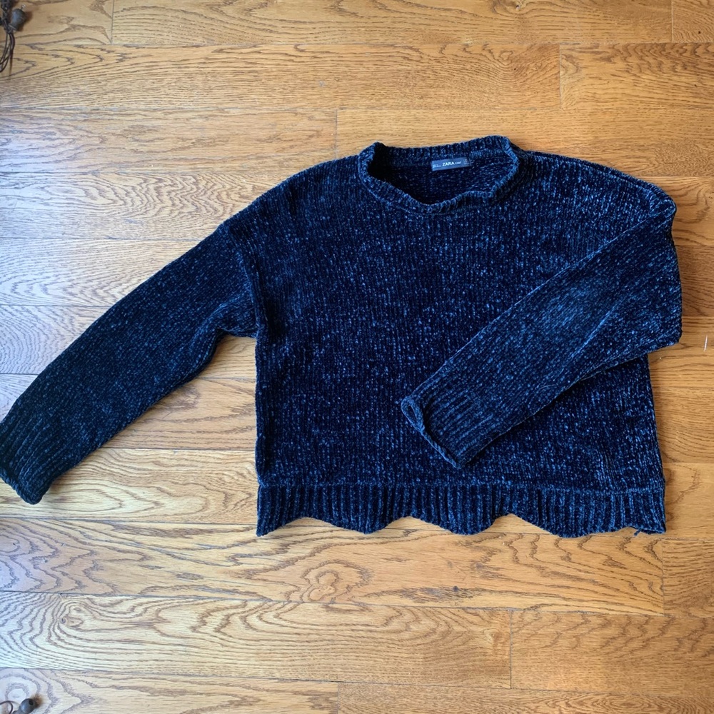 Zara Blue Knit Sweater Navy Lounge Wear Comfy